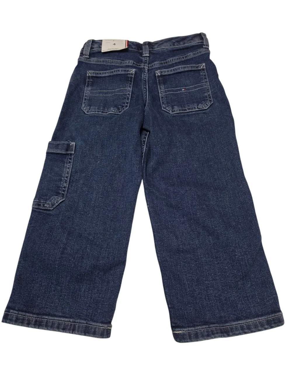 Tommy Hilfiger Kids Girls Wide Leg Cargo Utility Style Blue Jeans Sz 4